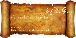Árpási Gyula névjegykártya