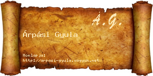 Árpási Gyula névjegykártya